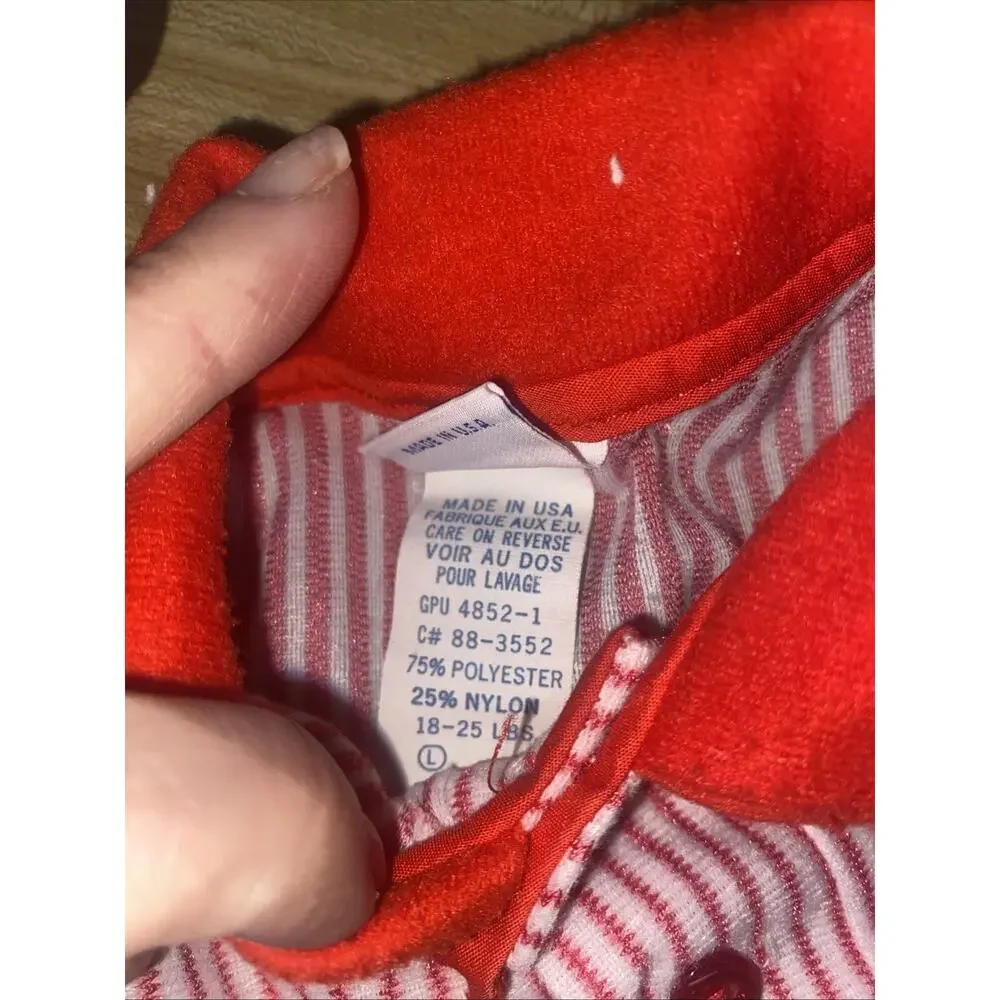 80s 2 Pc Olexis Baby Infant Red White Striped Gown Cap 18-25 Lbs USA